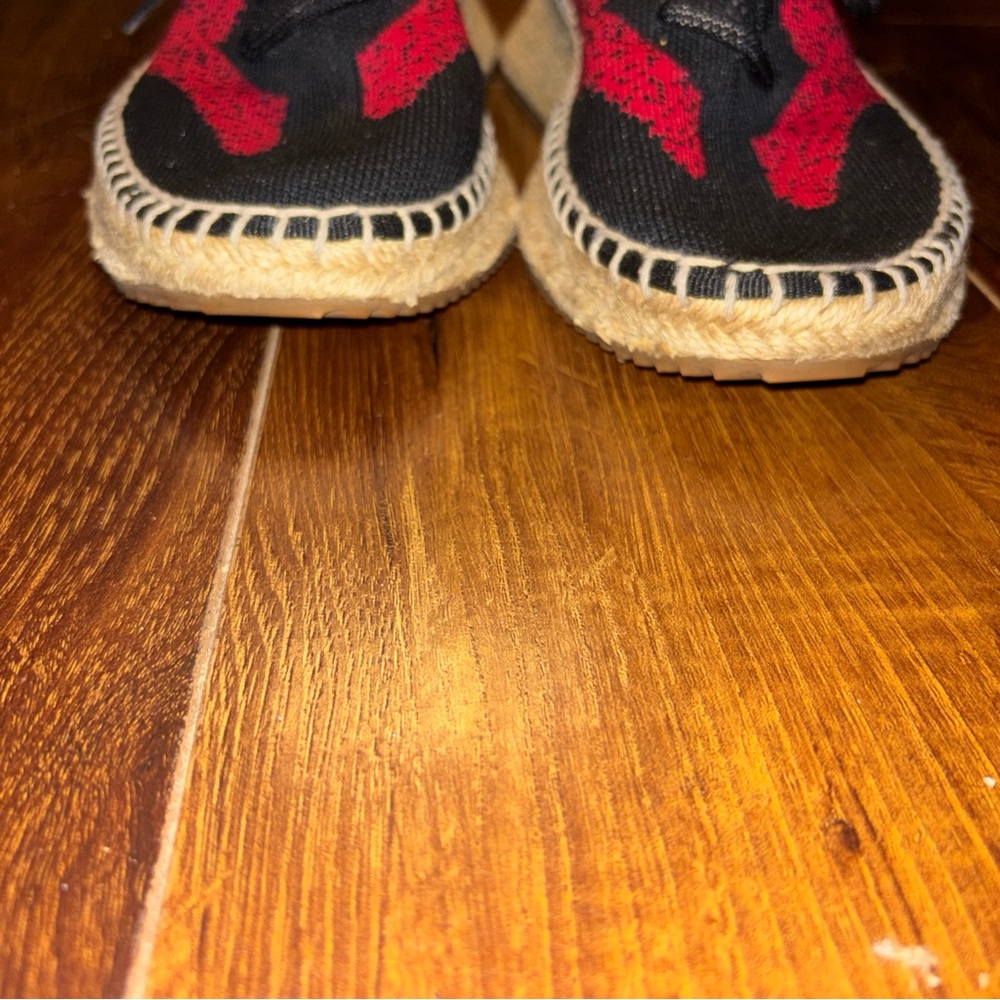 Alexander Wang Black Knit Espadrille Sneakers with Red Accent - Picture 2 of 14